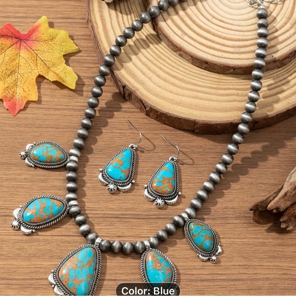 Retro Fashion Bohemian women Necklace and Earring Set - Picture 4 of 6